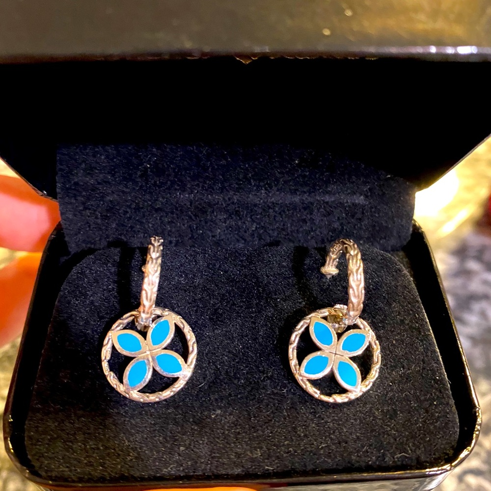 Sterling Silver earrings with blue accents